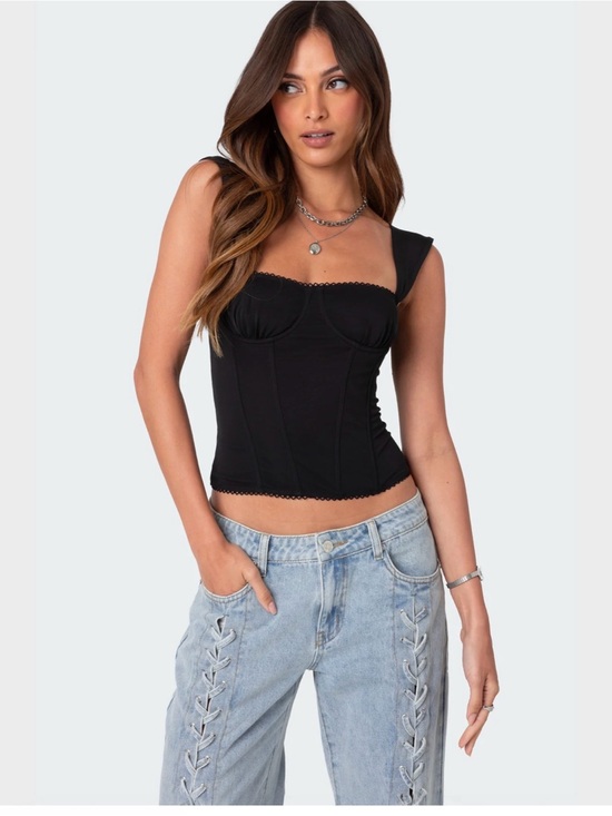 Edikted Tops - Edikted Marcella wide strap corset top sz Small black NWT